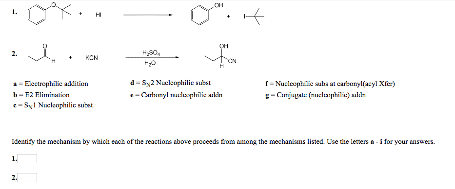 Solved OH HI он 2. H2SO4 H20 KCN CN a = Electrophilic | Chegg.com