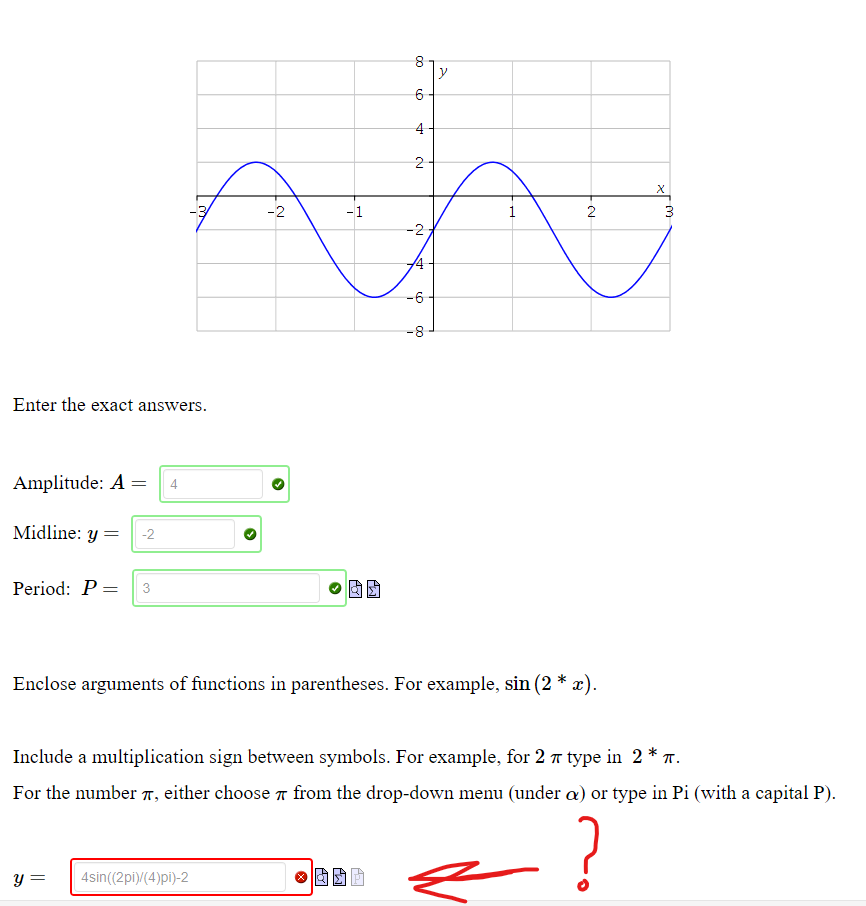 Solved Determine the amplitude, midline, period, and an | Chegg.com