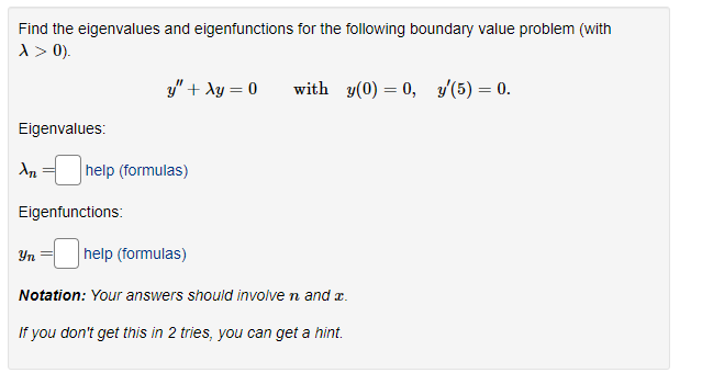 Solved Find the eigenvalues and eigenfunctions for the | Chegg.com