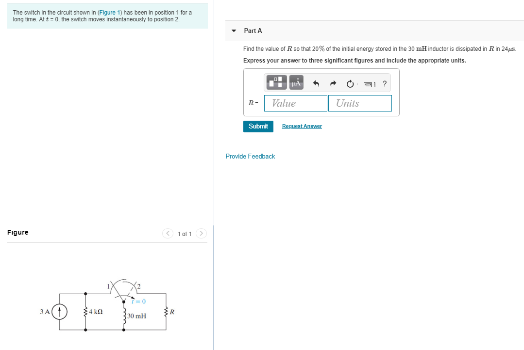 Solved The switch in the circuit shown in (Figure 1) has | Chegg.com