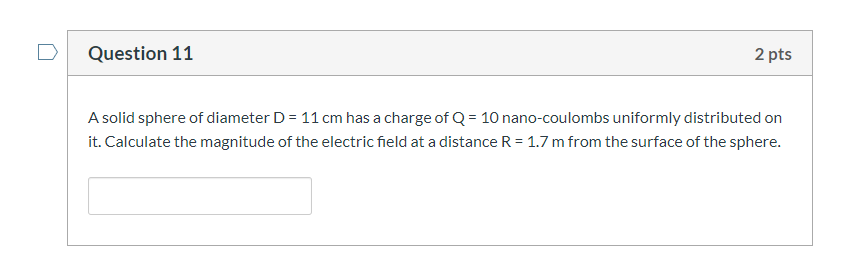 Solved A solid sphere of diameter D = 11 cm has a charge of | Chegg.com