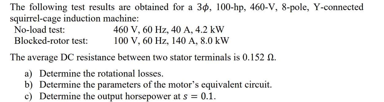 Solved The following test results are obtained for a | Chegg.com