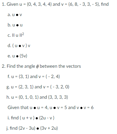 Solved 1 Given U 0 4 3 4 4 And V 6 8 3 3 Chegg Com