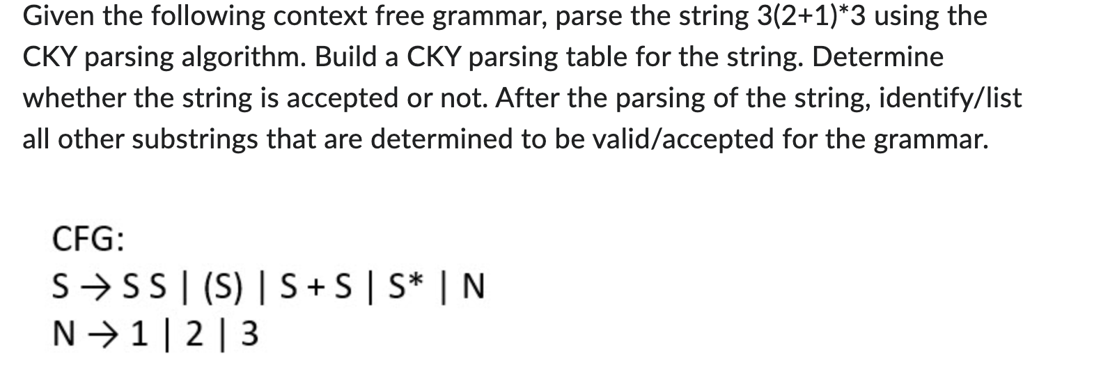 Solved Given The Following Context Free Grammar, Parse The | Chegg.com