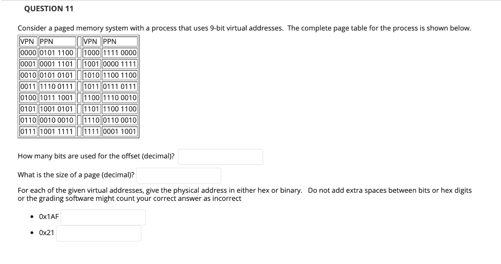 QUESTION 11 Consider a paged memory system with a | Chegg.com