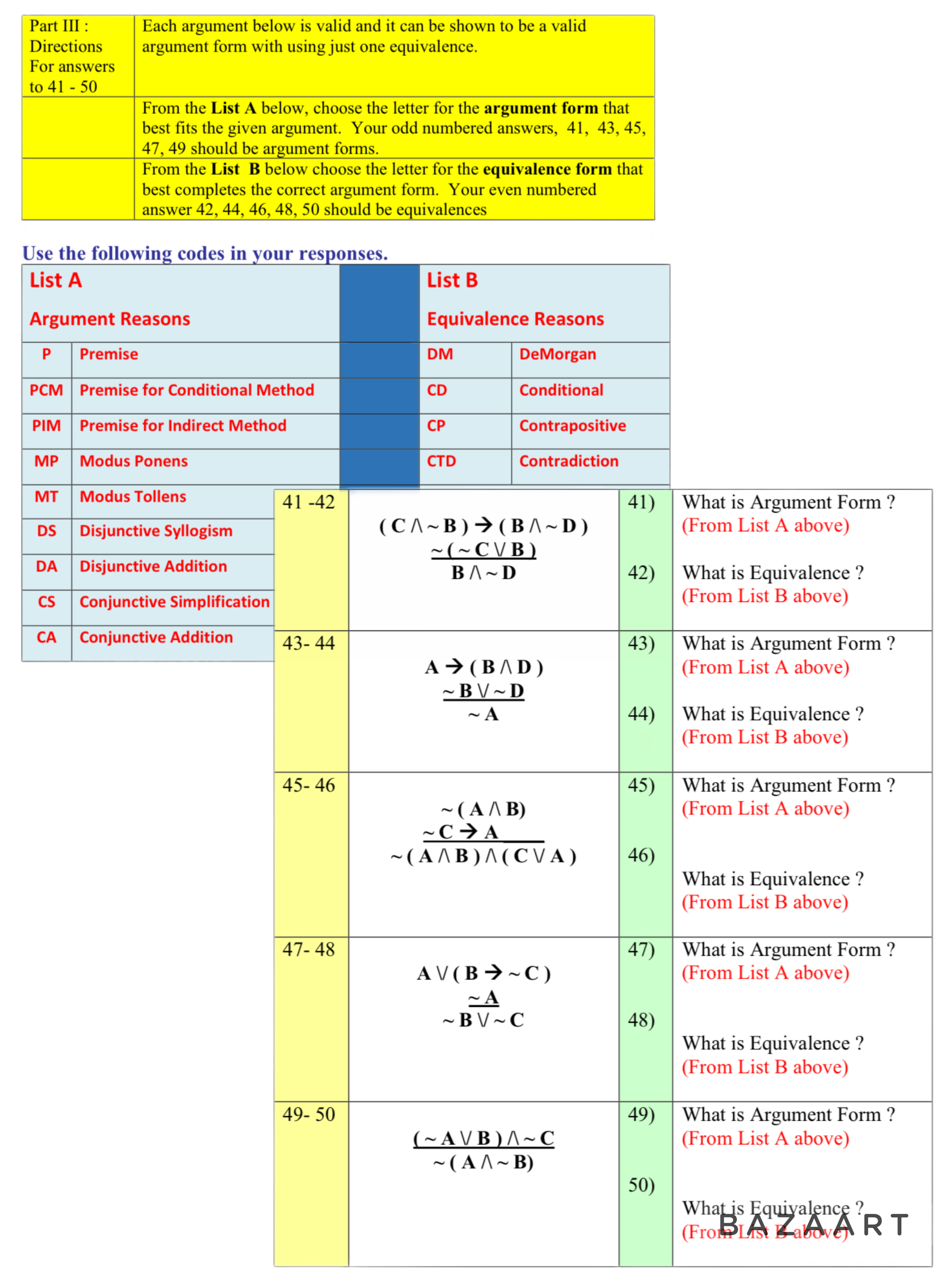 Solved \begin{tabular}{|l|l|} \hline Part III : Directions | Chegg.com