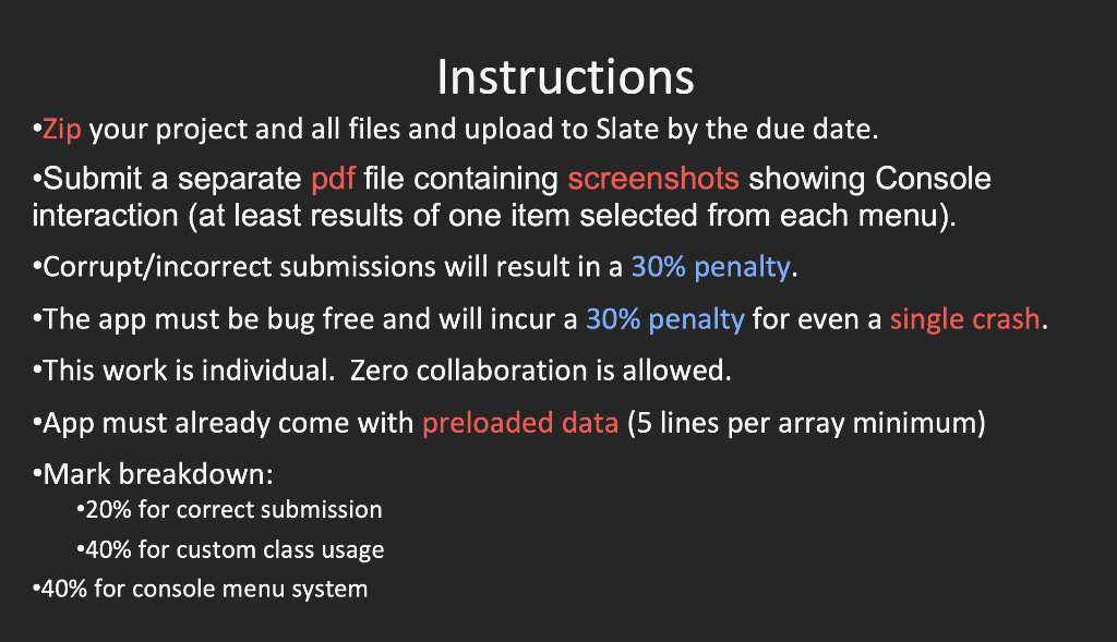 Solved Instructions -Zip your project and all files and | Chegg.com