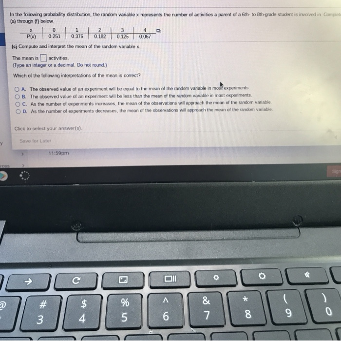 Solved In the following probability distribution, the random | Chegg.com