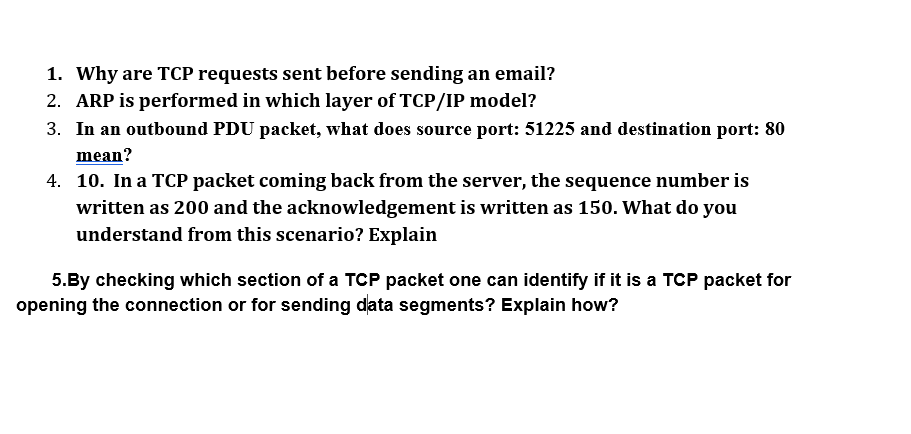 Solved 1. Why are TCP requests sent before sending an email? | Chegg.com