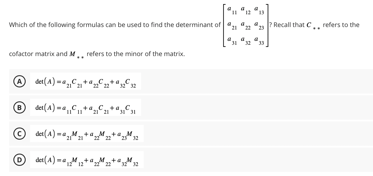 Solved Which of the following formulas can be used to find | Chegg.com
