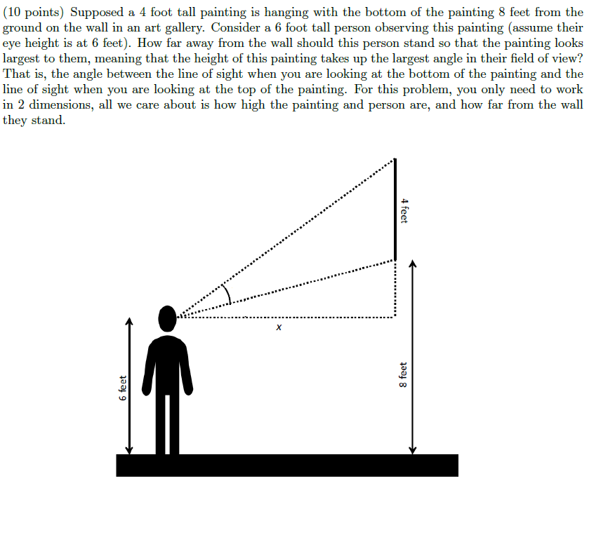Solved (10 points) Supposed a 4 foot tall painting is | Chegg.com