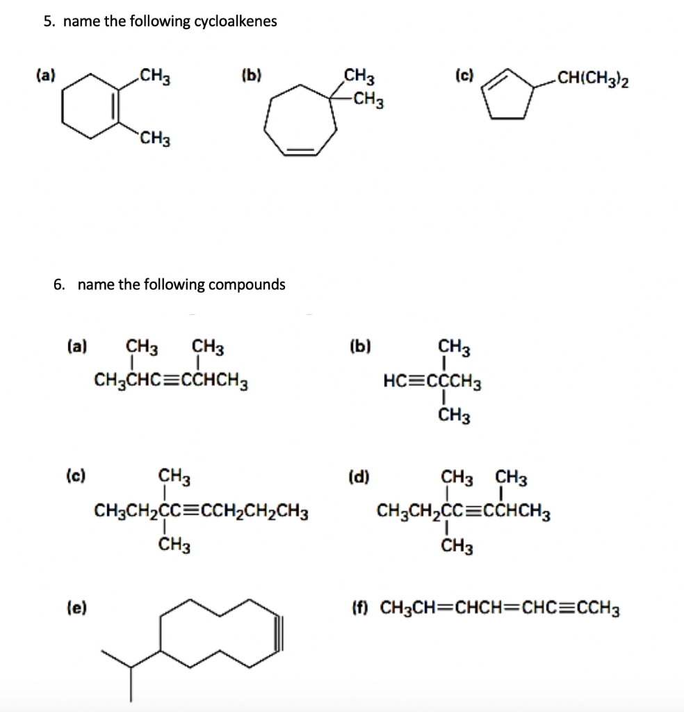 Solved 1. Give IUPAC names of the following cycloalkanes CHз