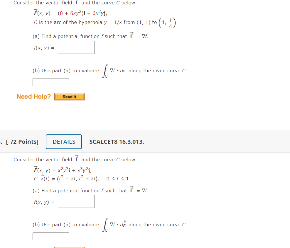 Solved Consider The Vector Field F And The Curve C Below 9459