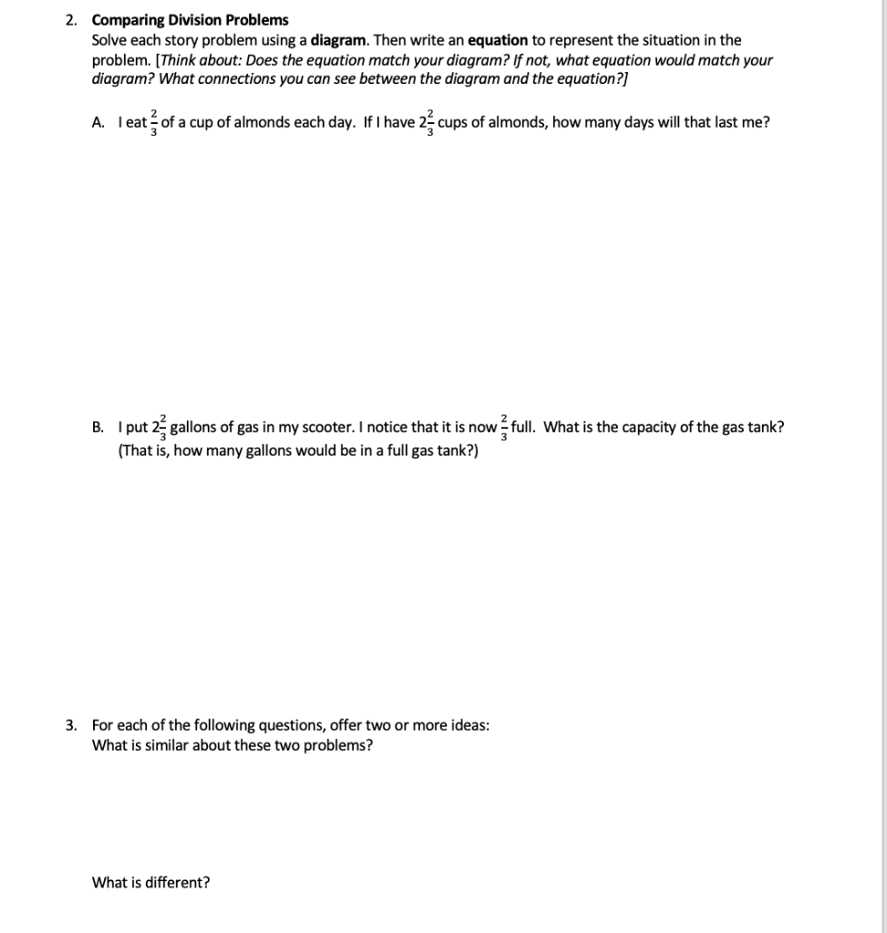 Solved 30. Comparing Division Problems Solve each story  Chegg.com