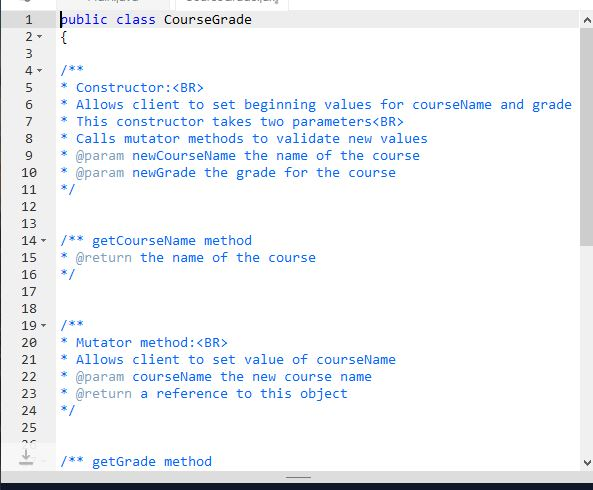 Solved Complete coding required for the class Course Grade | Chegg.com
