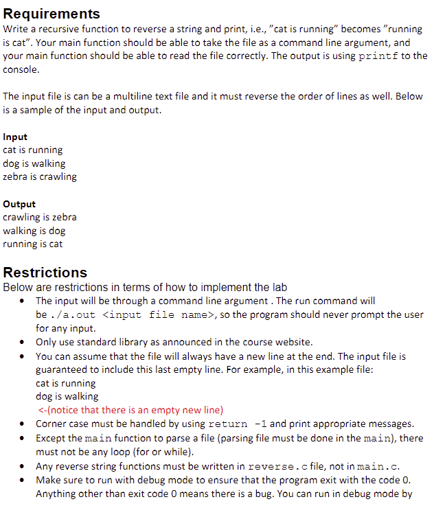 Requirements Write a recursive function to reverse a | Chegg.com
