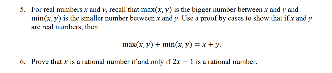 Solved 5. For real numbers x and y, recall that max(x,y) is | Chegg.com