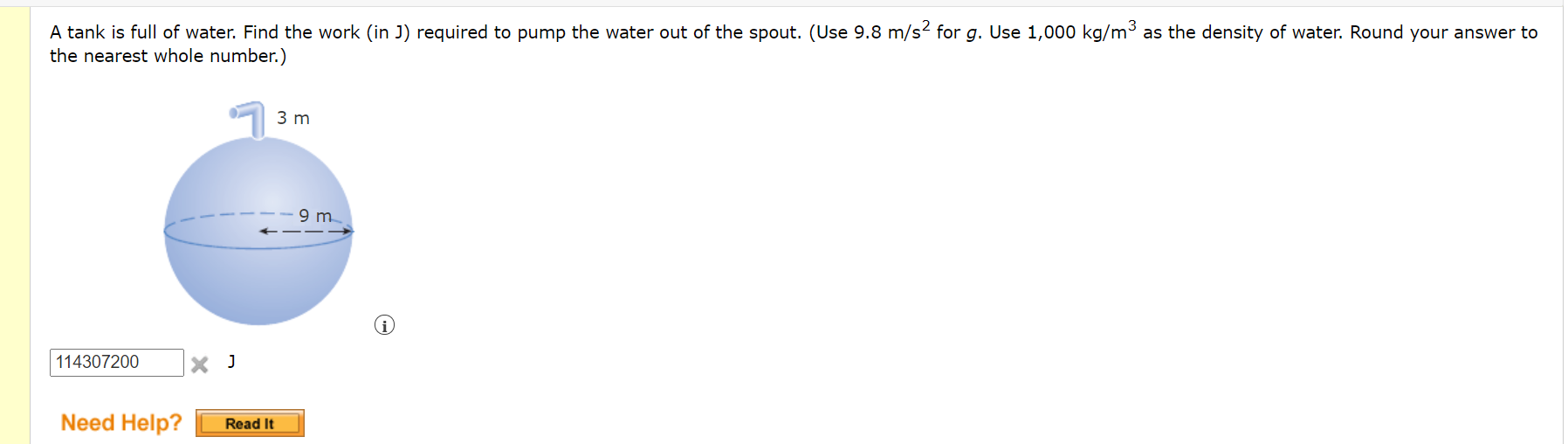 Solved A tank is full of water. Find the work (in J)