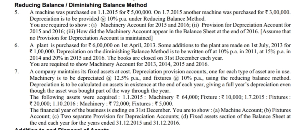 Refucing Balance Method Formula Solved Reducing Balance / Diminishing Balance Method5. A | Chegg.com