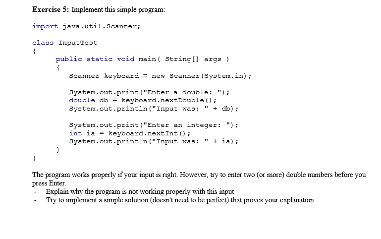 Solved Need java program code for exercise 1 to 5. Below | Chegg.com