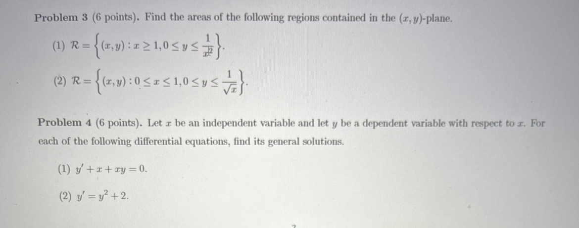 Solved Problem 3 (6 points). Find the areas of the following | Chegg.com