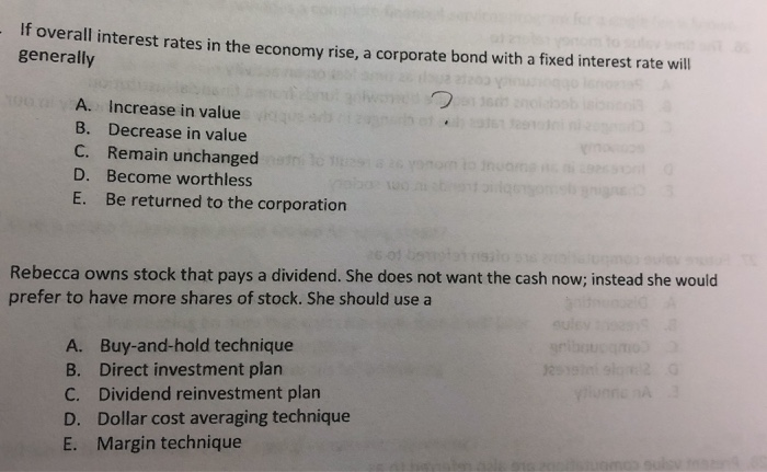 Solved If overall interest rates in the economy rise, a | Chegg.com