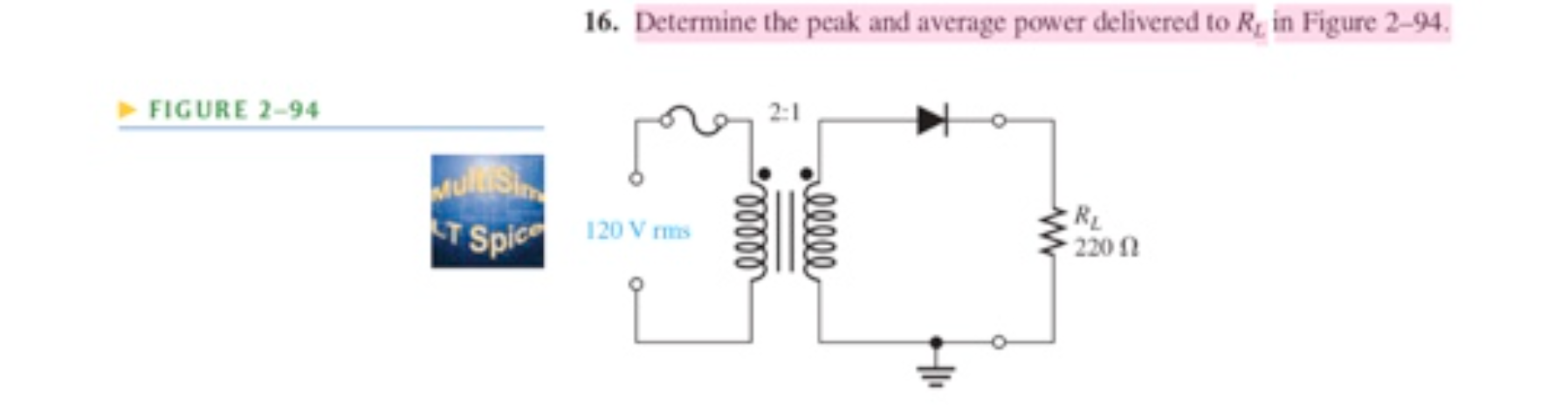 Solved 16. Determine the peak and average power delivered to | Chegg.com