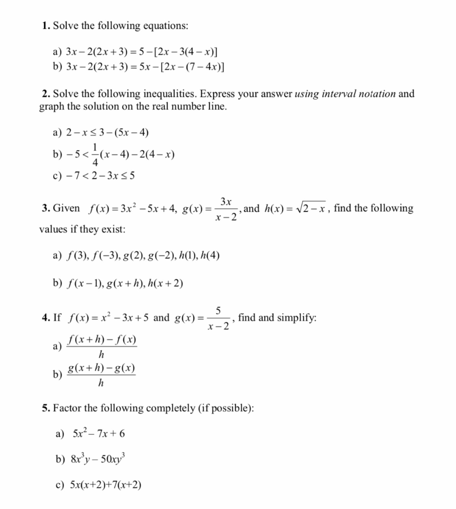 Solved 1 Solve The Following Equations A 3x 2 2x 3 Chegg Com