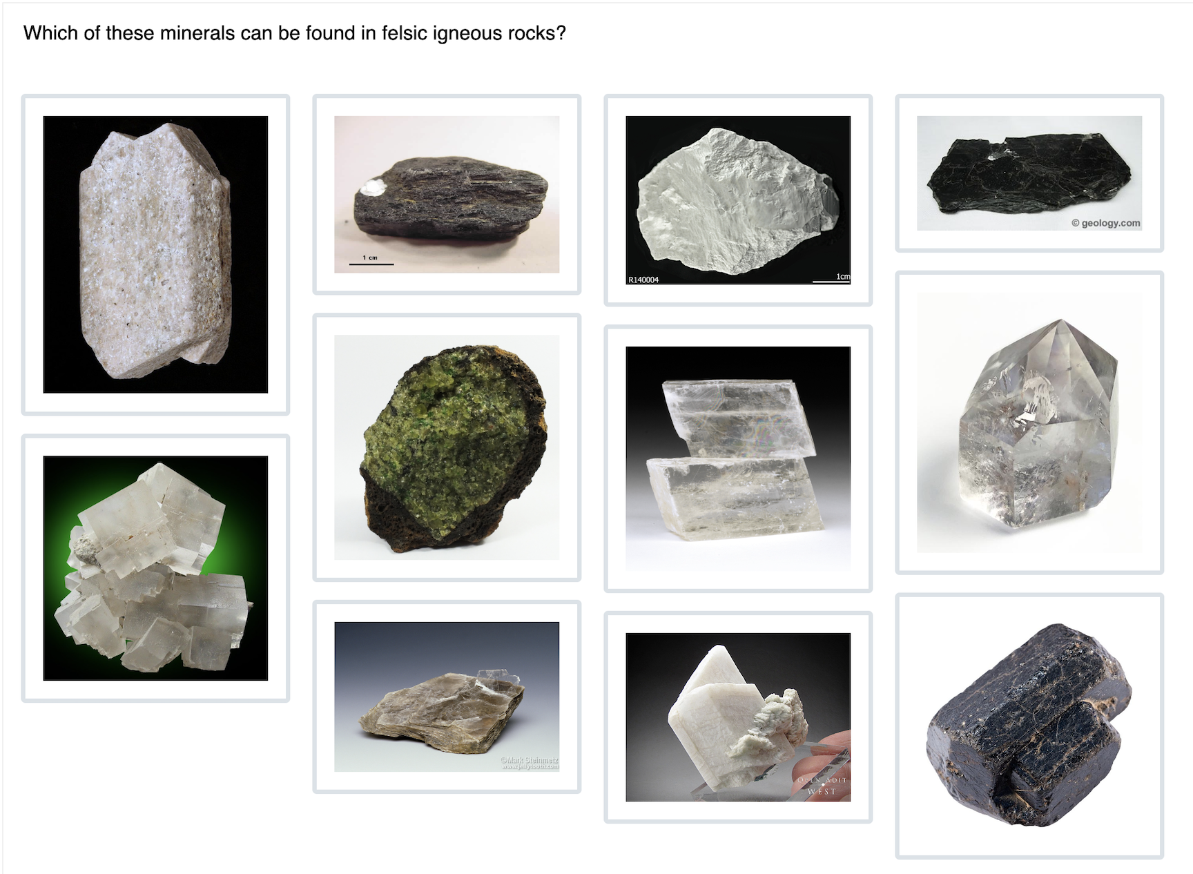 Solved Which of these minerals can be found in felsic | Chegg.com