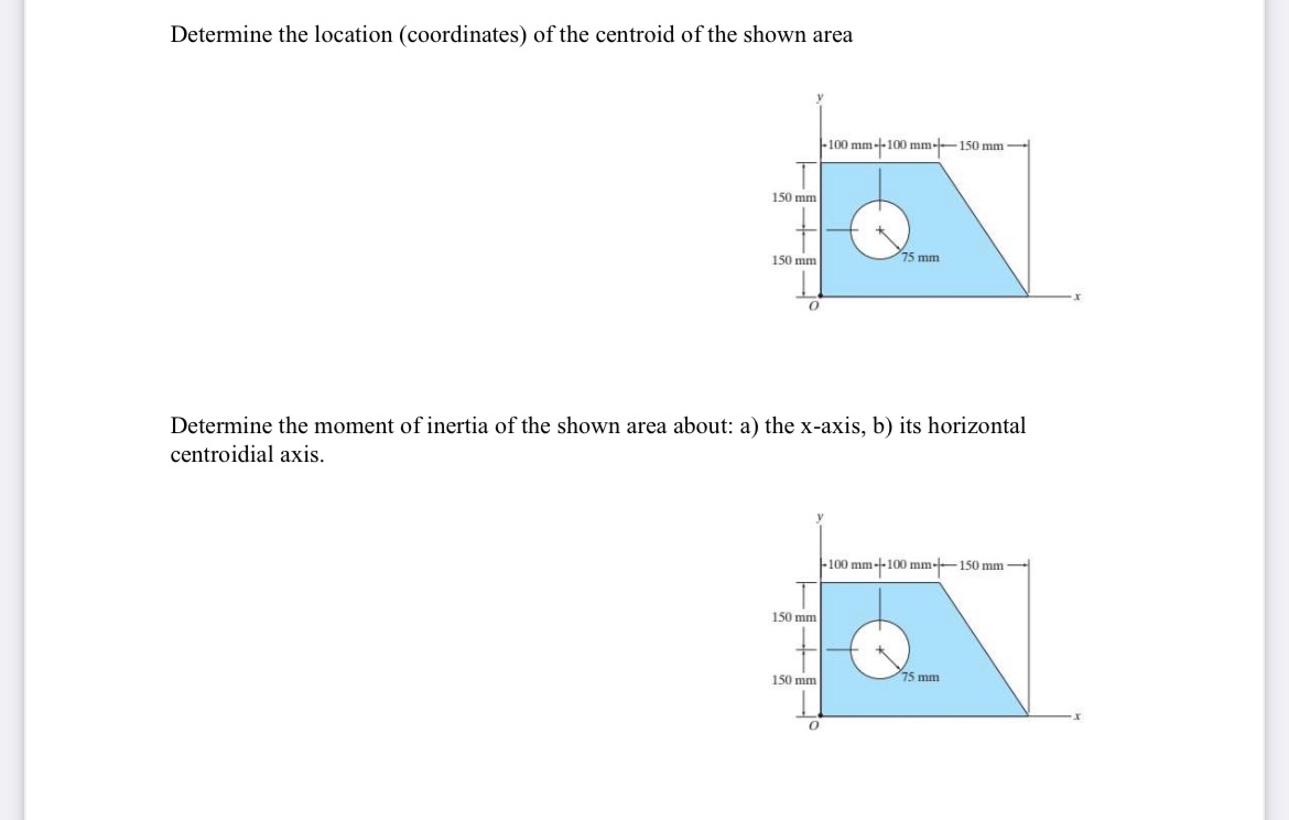 Solved Determine the location (coordinates) of the centroid | Chegg.com
