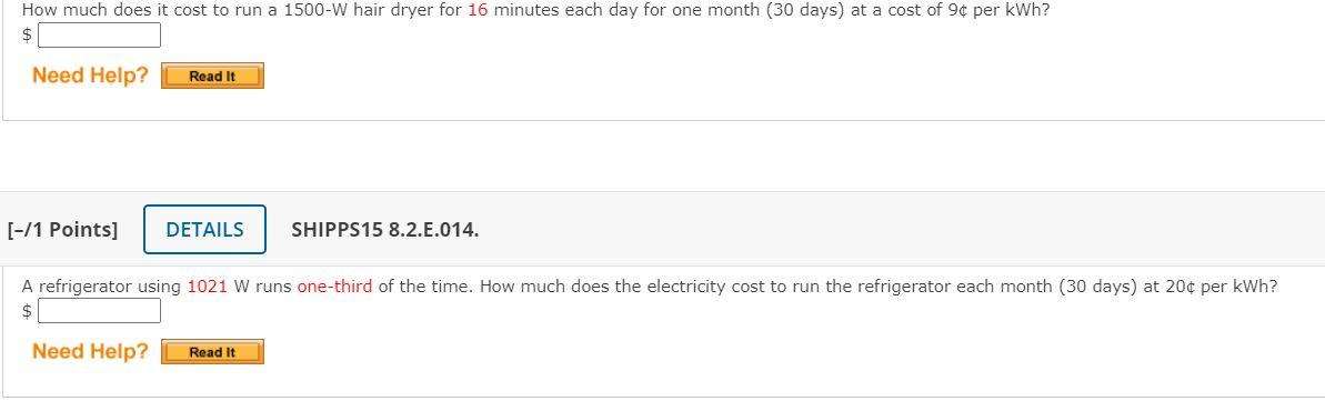 Solved How much does it cost to run a 1500-W hair dryer for | Chegg.com
