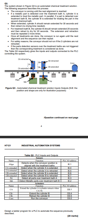Q3. The system shown in Figure Q3 is an automated | Chegg.com