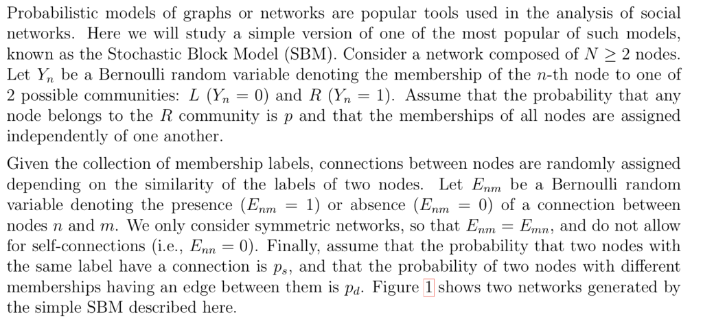 Sbm Algorithm Probabilistic models of graphs networks. Here we will | Chegg.com