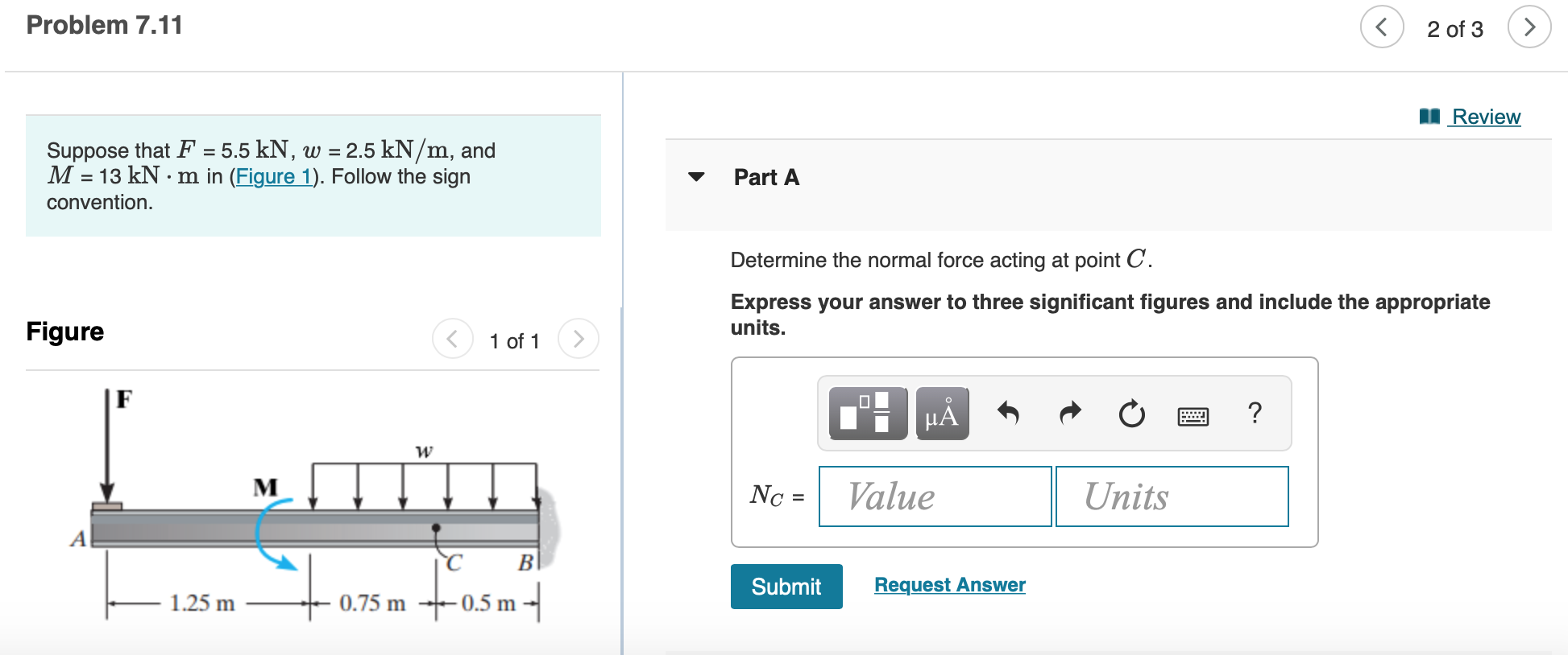 Solved Problem 7.11 2 Of 3 A Review Suppose That F = 5.5 KN, | Chegg.com