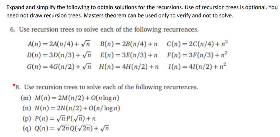 Expand And Simplify The Following To Obtain Solutions Chegg Com