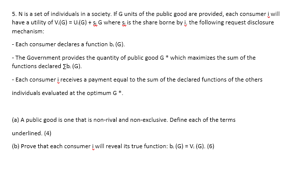 Solved 5 N Is A Set Of Individuals In A Society If G Un Chegg Com