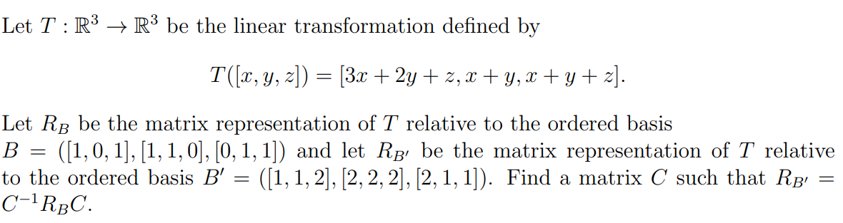 Solved Let T : R3 R3 be the linear transformation defined by | Chegg.com