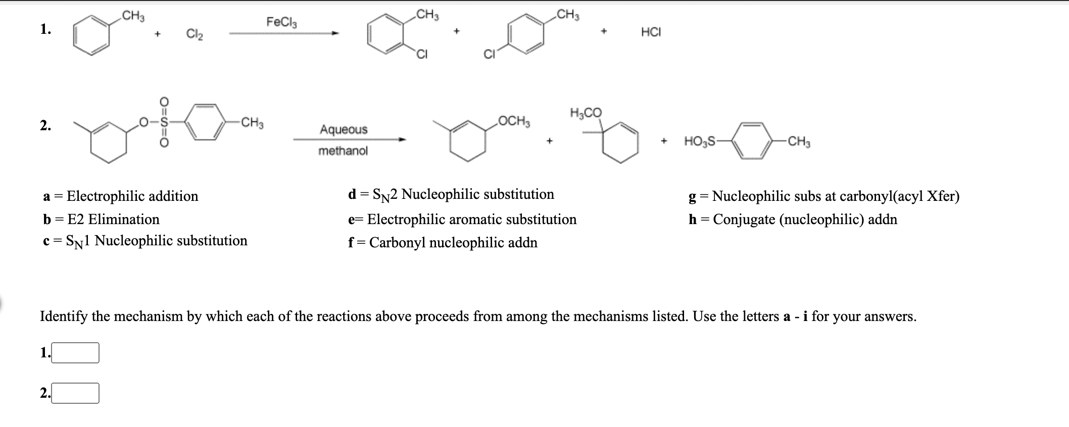 Solved Identify The Mechanism By Which Each Of The Reactions | Chegg.com