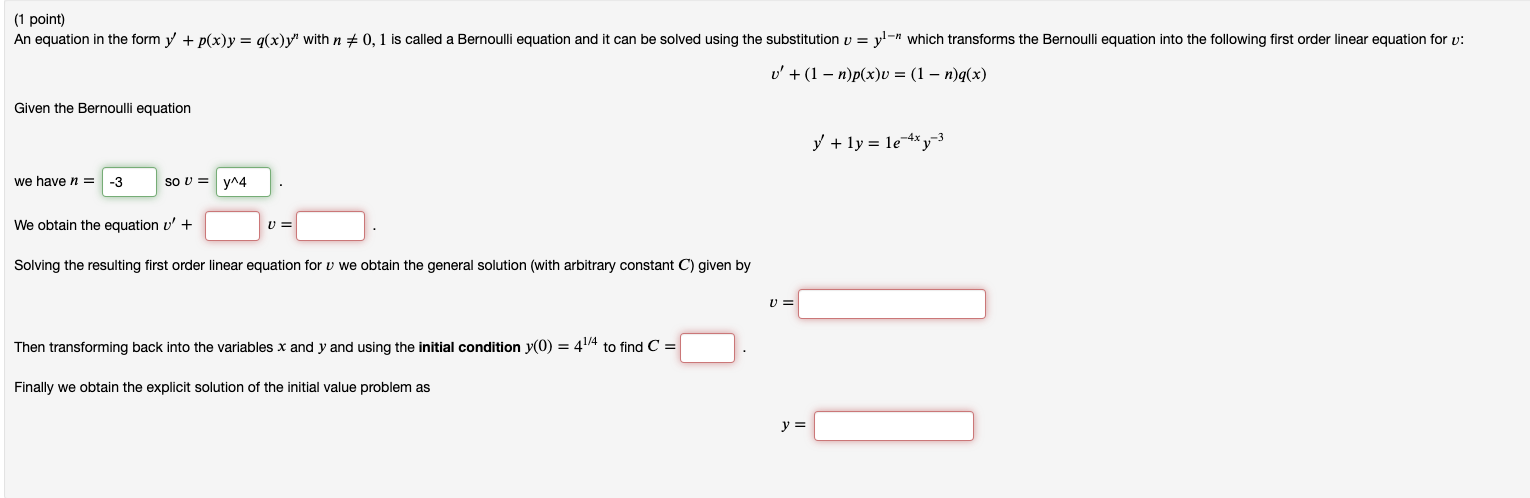 Solved An Equation In The Form 𝑦 𝑝 𝑥 𝑦 𝑞 𝑥 𝑦𝑛y P X Y Q Chegg Com