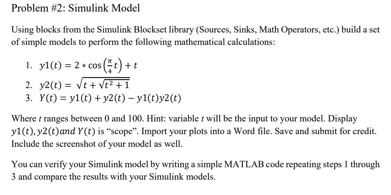 Using Blocks From The Simulink Blockset Library | Chegg.com