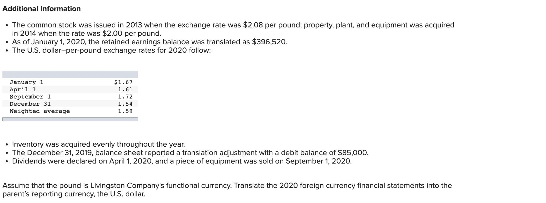 Solved Livingston Company is a wholly owned subsidiary of