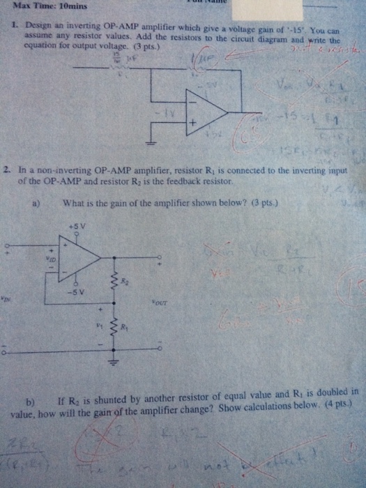 Solved Max Time: 10mins 1. Design an inverting OP- AMP | Chegg.com