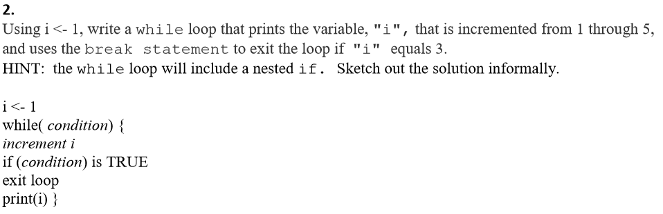 Solved 2. Using i1, write a while loop that prints the | Chegg.com