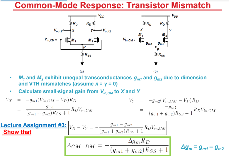 Solved CommonMode Response Transistor Mismatch (a) (b)