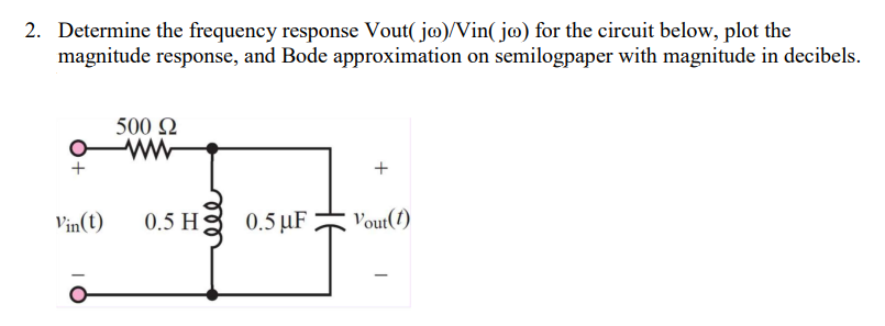 Solved Determine the frequency response Vout( jω)/Vin( jω) | Chegg.com