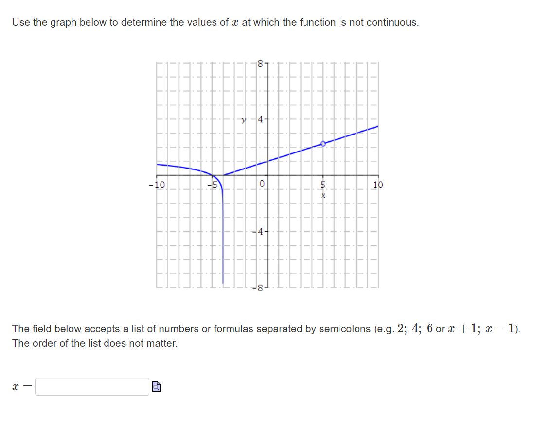 Solved Use the graph below to determine the values of x at | Chegg.com