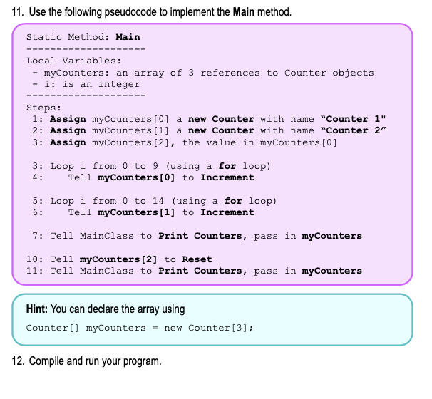 Solved Instructions In this task you will create a Counter | Chegg.com