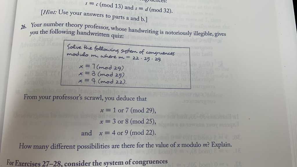 Solved s≡c(mod13) and s≡d(mod32). [Hint: Use your answers to | Chegg.com