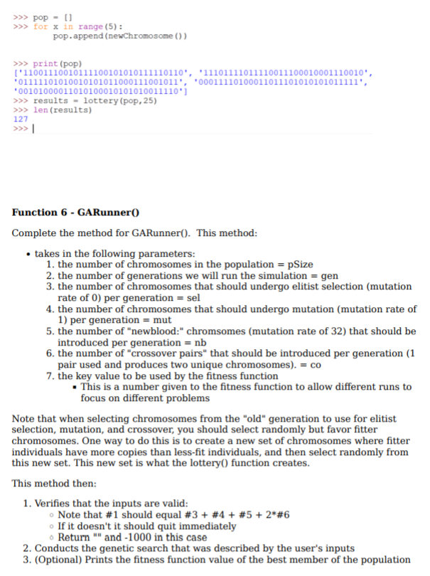 Solved Programming Assignment #3 Code for Genetic Algorithms | Chegg.com