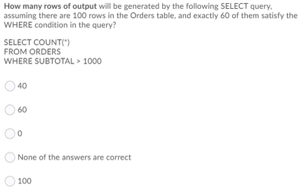 Solved How many rows of output will be generated by the | Chegg.com